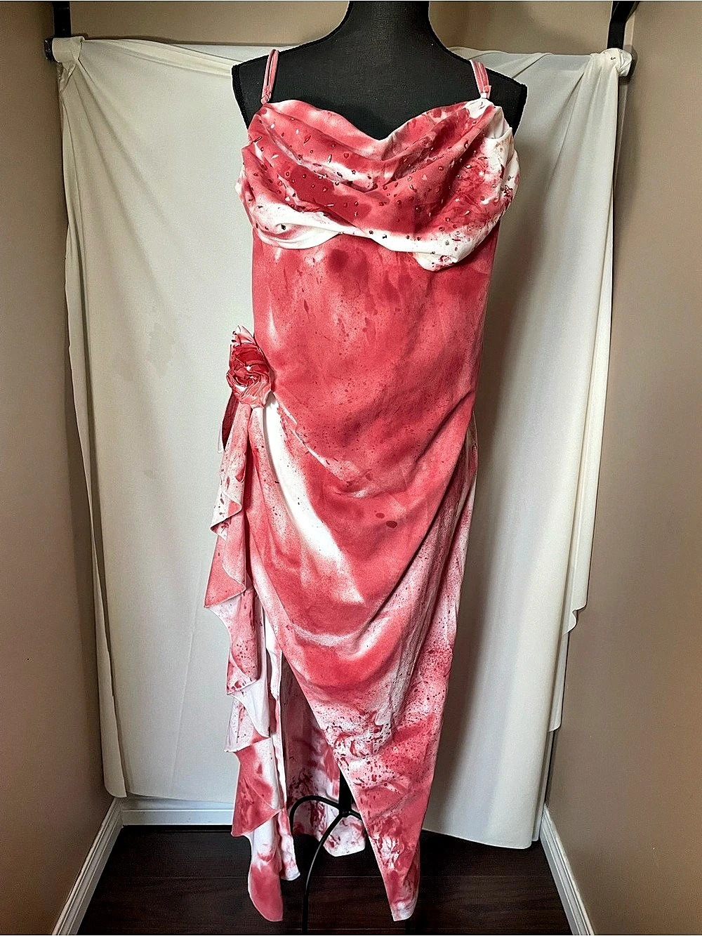 Custom Carrie White Bloody Prom Dress Halloween Costume Cosplay Maxi size L